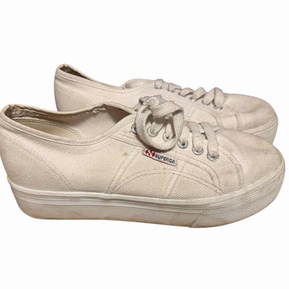 Superga Off-White Canvas Lace-Up Sneakers - Picture 4 of 6